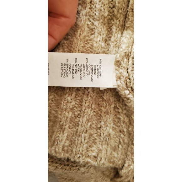 Kensie Knit Shawl Sweater Vest w/Fringe Marled Tan/Beige Boho Cozy Sz XS - Picture 9 of 10